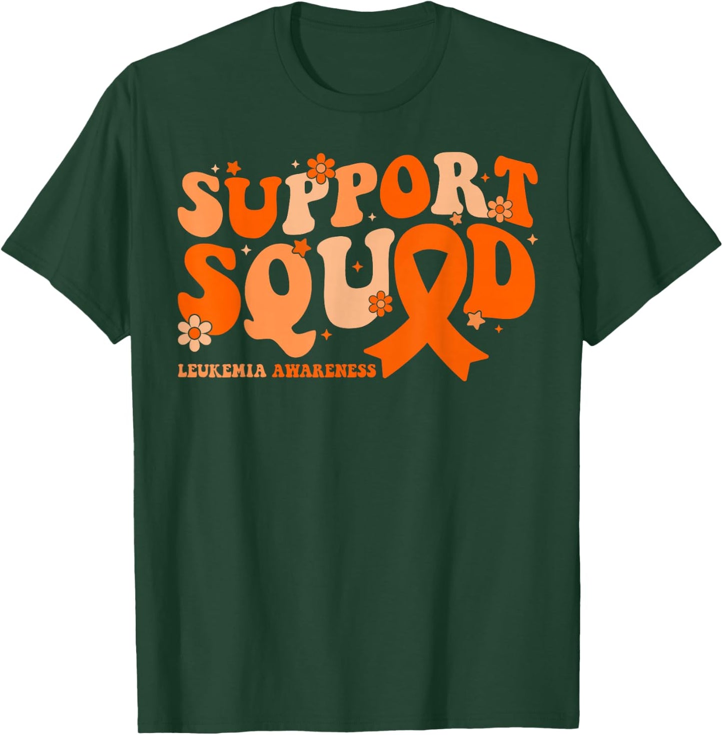 Support Squad Orange Ribbon Leukemia Blood Cancer Awareness T-Shirt - T-Shirt | Forest