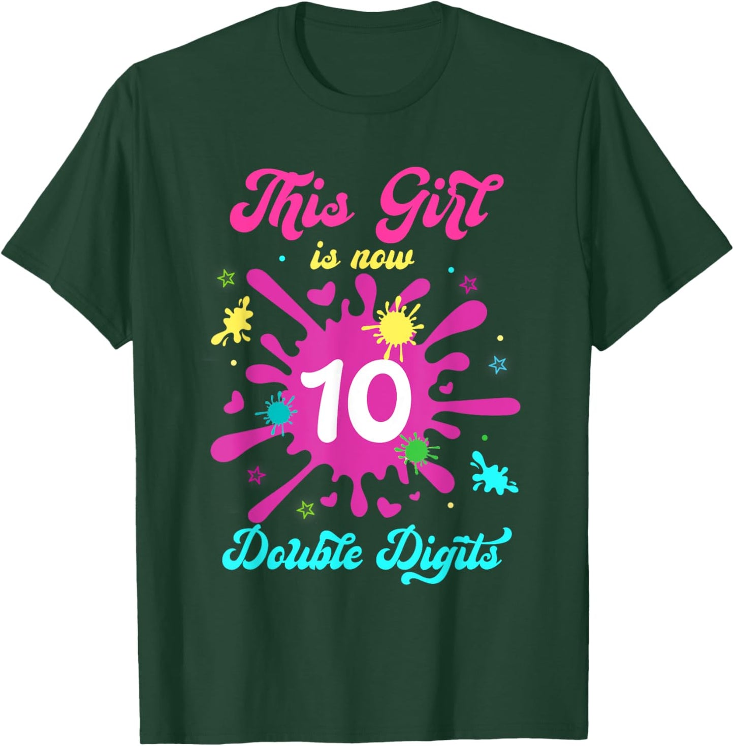This Girl Is Now Double Digits Birthday Slime 10 Year Old T-Shirt - T-Shirt | Forest