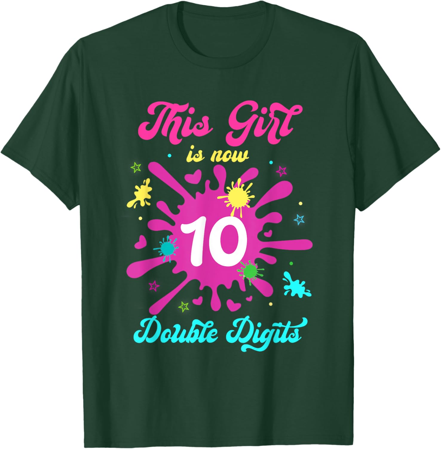 This Girl Is Now Double Digits Birthday Slime 10 Year Old T-Shirt - T-Shirt | Forest