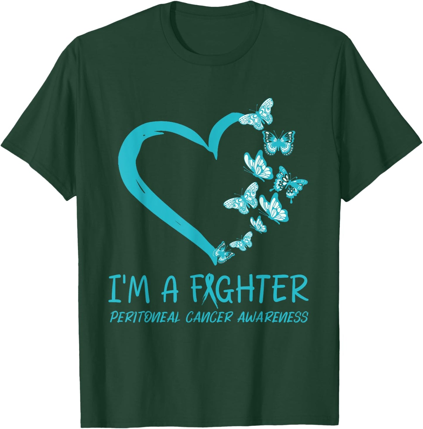 I’m A Fighter PERITONEAL CANCER beautiful Heart butterflies T-Shirt - T-Shirt | Forest