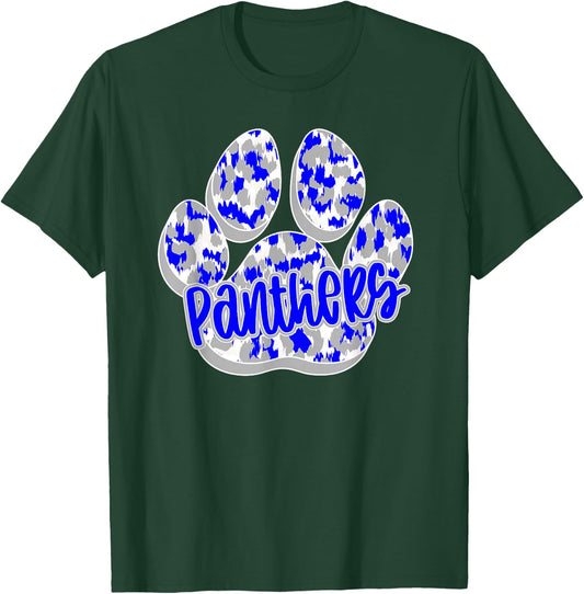 Panthers Paw Print Blue Panther Pride School Spirit Panthers T-Shirt - T-Shirt | Forest