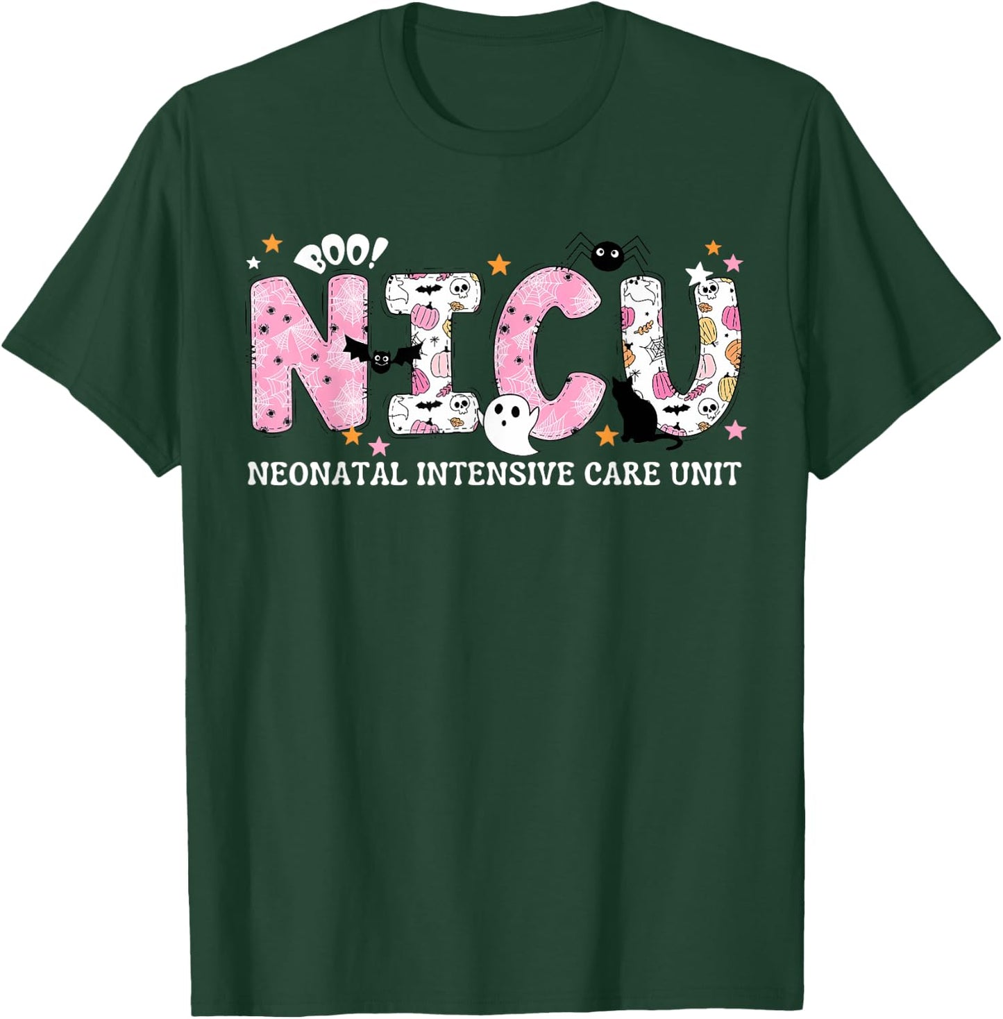 NICU Nurse Halloween Spooky Pumpkin Neonatal Intensive Care T-Shirt - T-Shirt | Forest