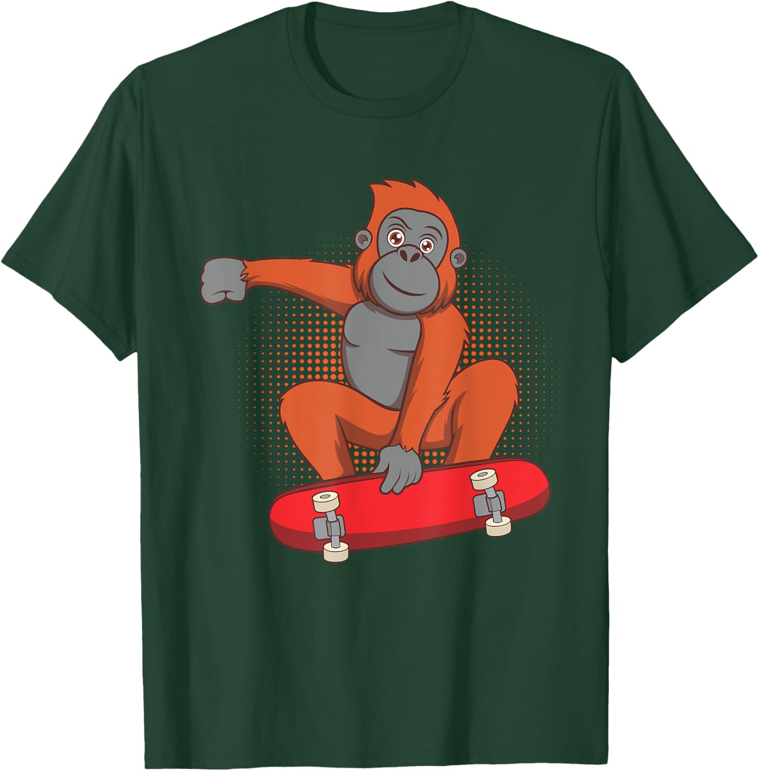 Orangutan Skating Funny Skateboard Monkey T-Shirt - T-Shirt | Forest
