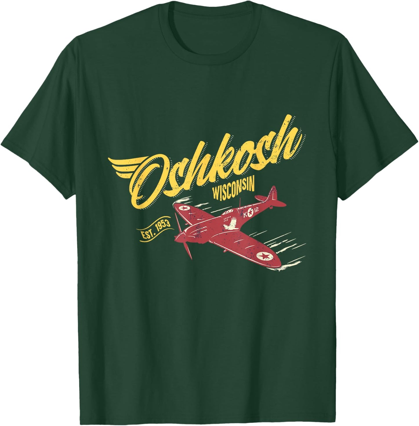 Vintage Airplane Oshkosh Wisconsin Aviation Souvenir T-Shirt - T-Shirt | Forest