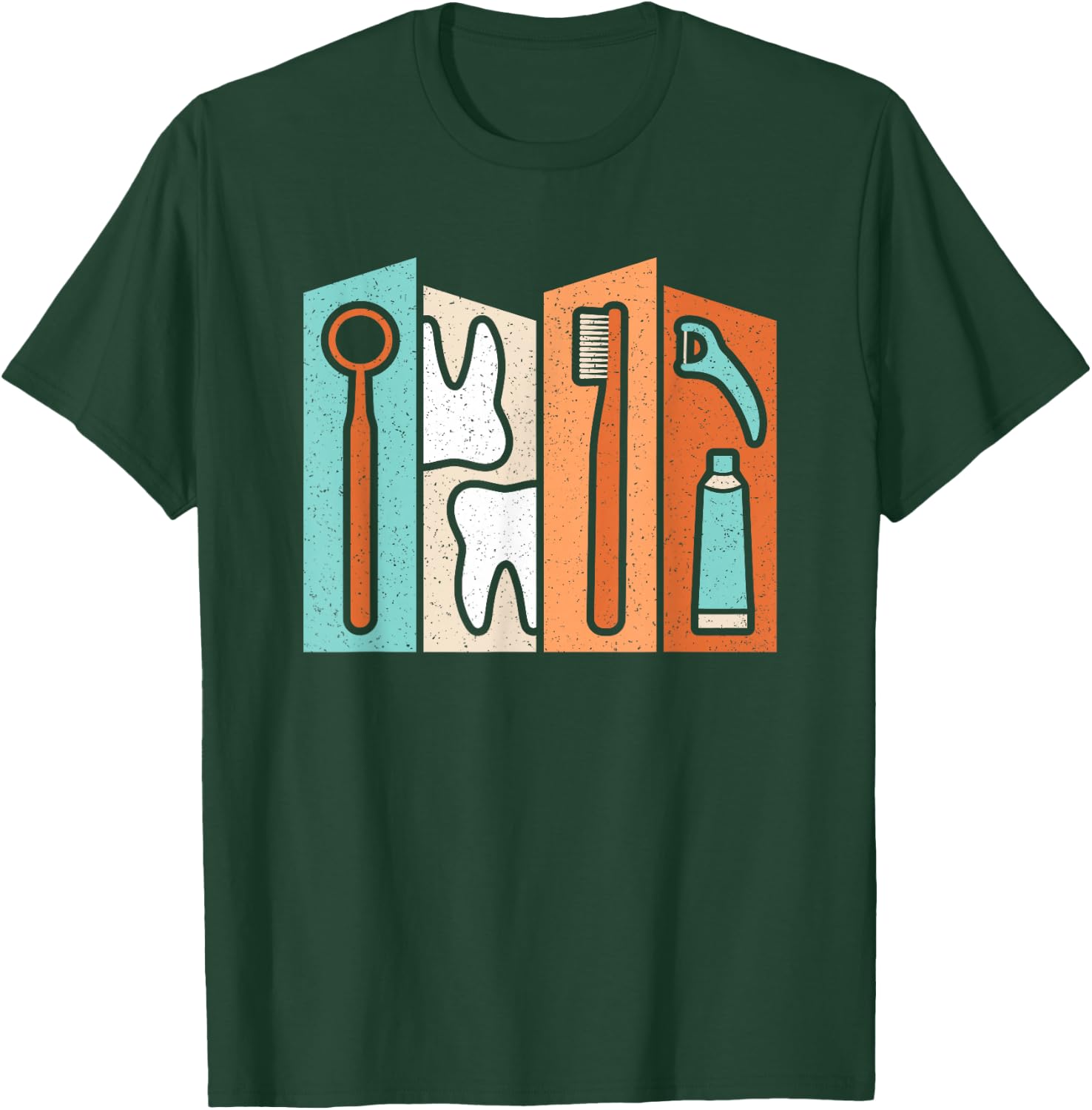 Retro Dentist Instruments Tooth Dental Hygienist Men Women T-Shirt - T-Shirt | Forest