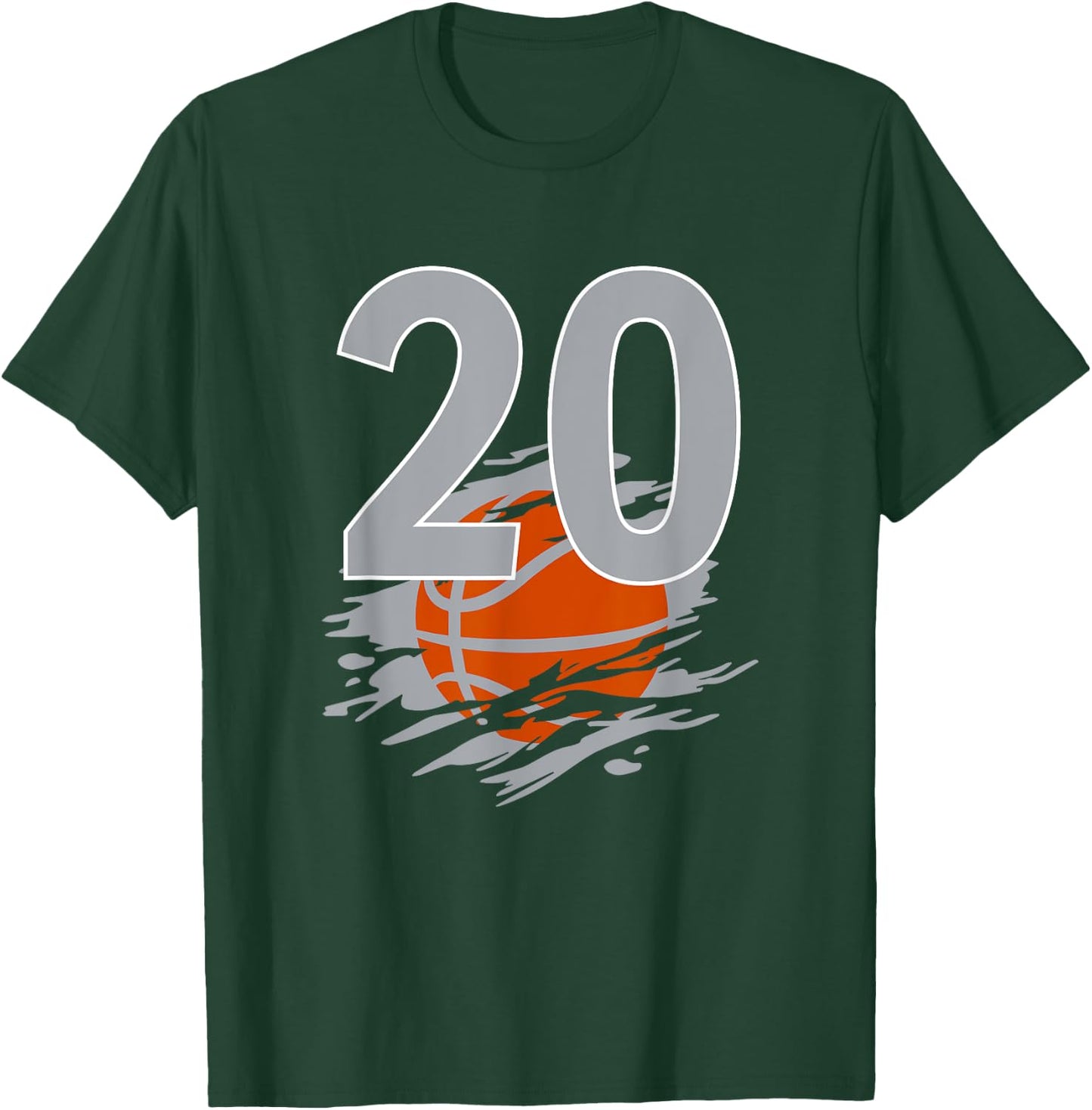 Jersey #20 Black White Basketball Team Number 20 Silver T-Shirt - T-Shirt | Forest