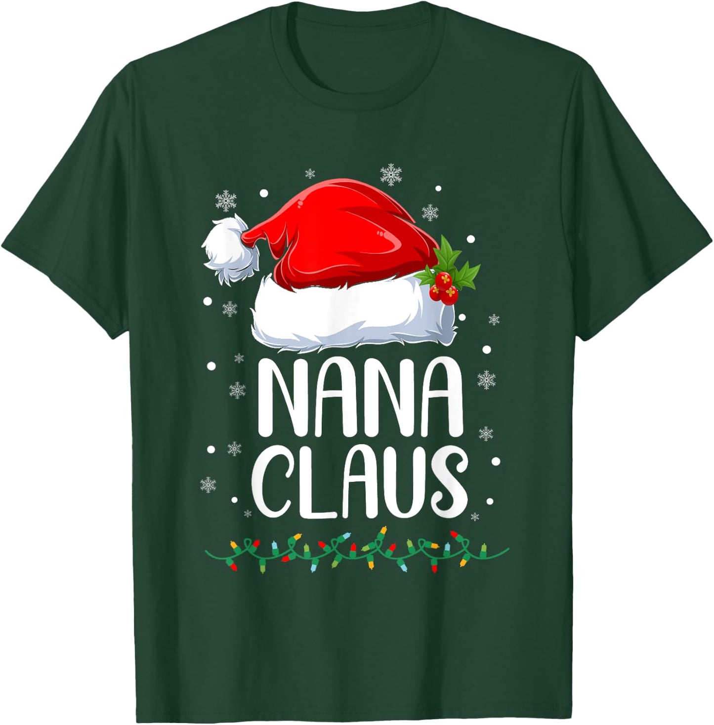 Nana Claus Christmas Lights Pajama Family Matching T-Shirt - T-Shirt | Forest