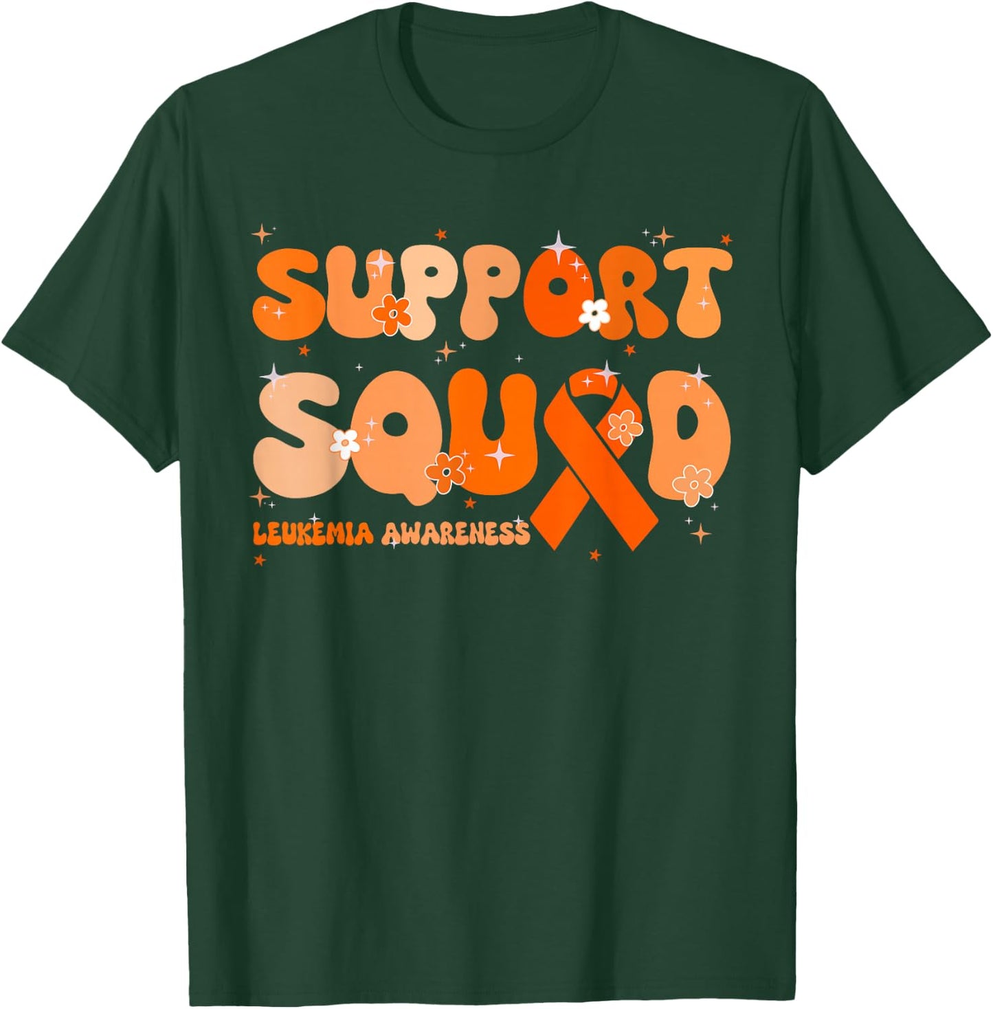 Support Squad Orange Ribbon Leukemia Blood Cancer Awareness T-Shirt - T-Shirt | Forest