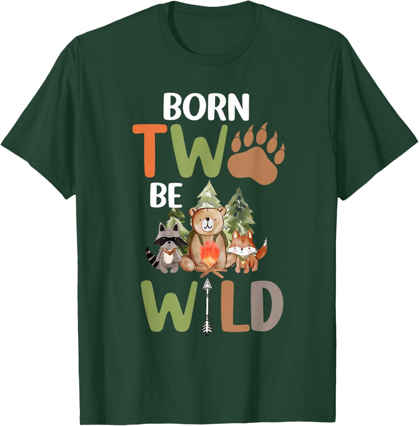 Born 2 Be Wild Birthday Decorations Boy 2nd Birthday Camping T-Shirt - T-Shirt | Forest