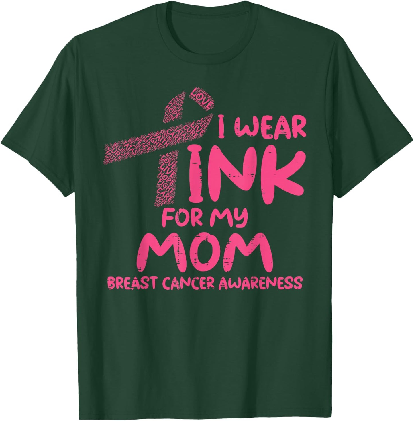 Wear Pink For My Mom Ribbon Kids Breast Cancer Awareness T-Shirt - T-Shirt | Forest