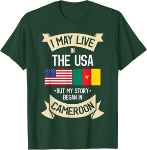 Cameroon American Flag USA Cameroonian Roots Gifts T-Shirt - T-Shirt | Forest