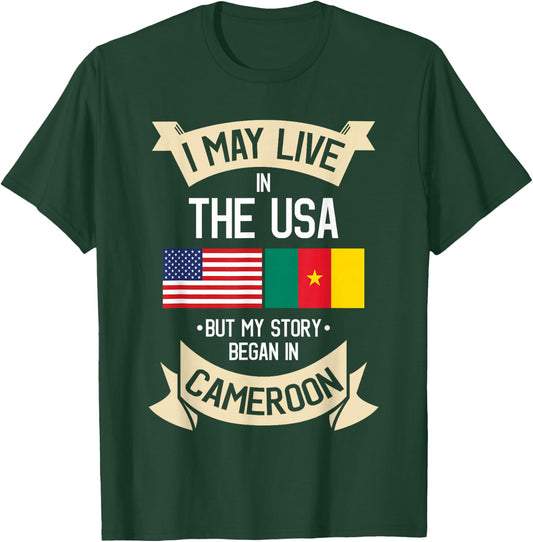 Cameroon American Flag USA Cameroonian Roots Gifts T-Shirt - T-Shirt | Forest
