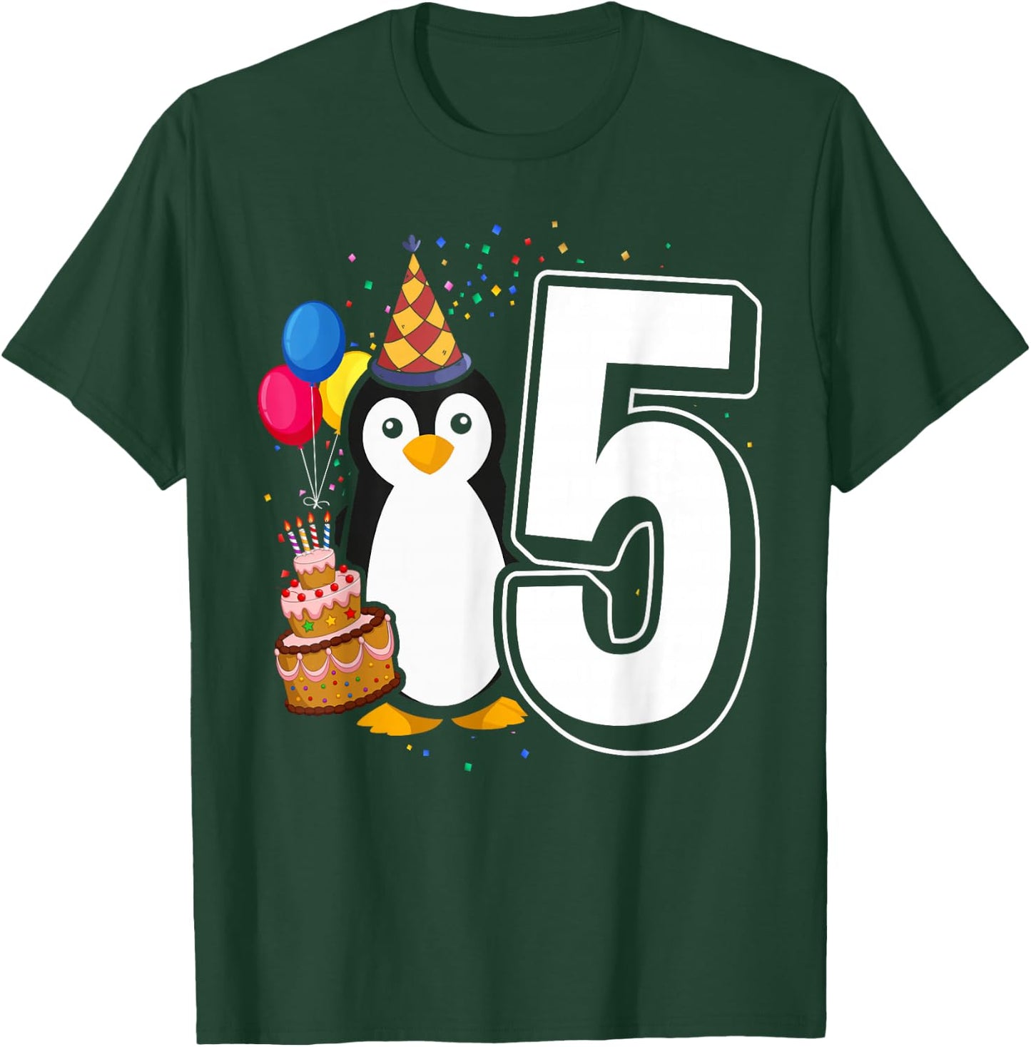 Kids Penguin Birthday 5 Penguin 5th Birthday Outfit Penguin T-Shirt - T-Shirt | Forest
