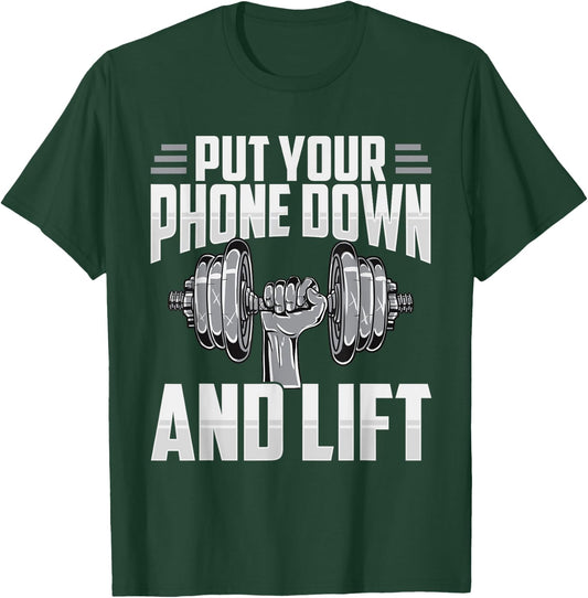 Put Your Phone Down And Lift Gym Etiquette Fitness Rules Fun T-Shirt - T-Shirt | Forest
