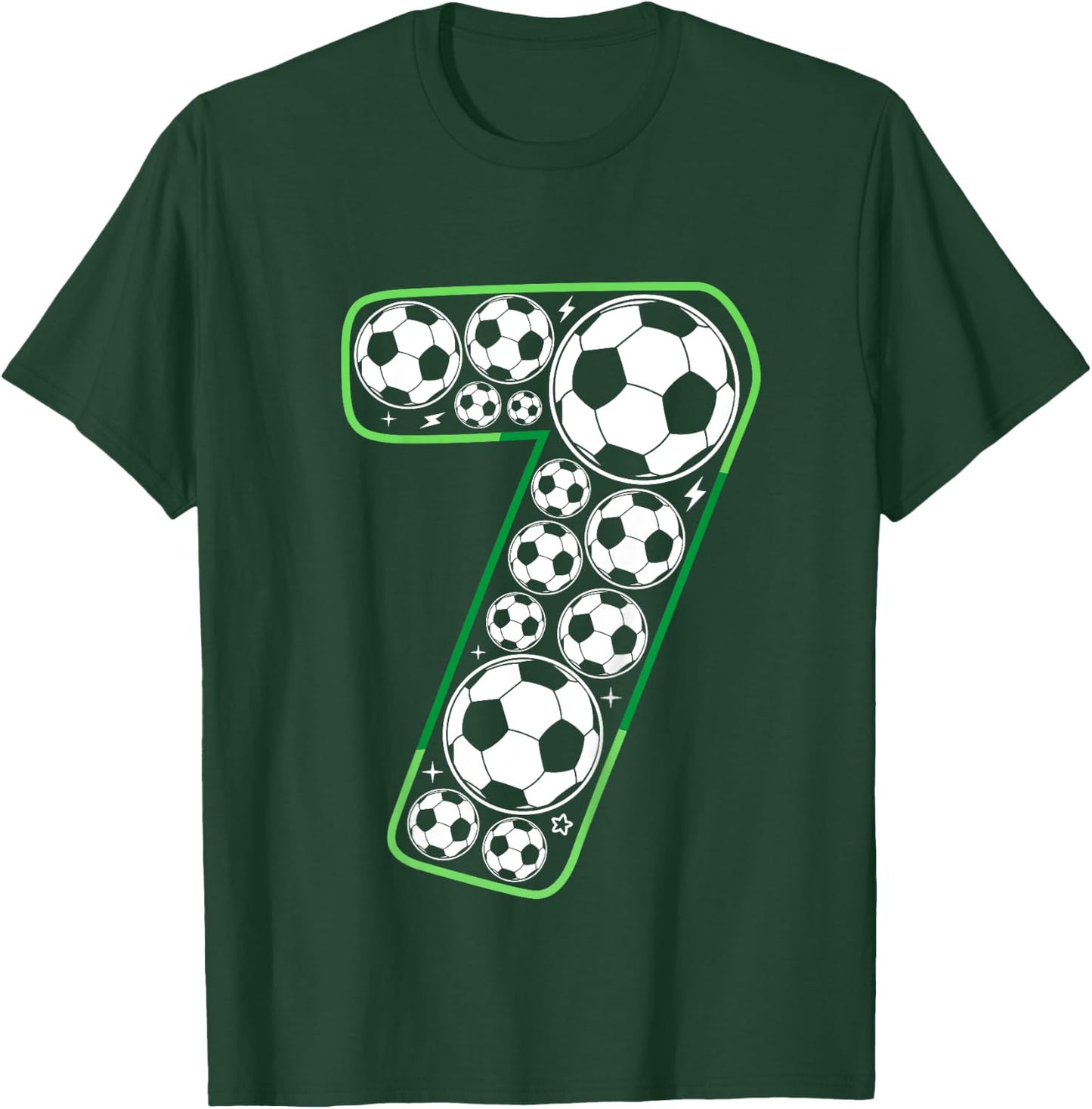 Kids Soccer 7th Birthday Seven 7 Year Old Boy Present 7 Yr Old T-Shirt - T-Shirt | Forest
