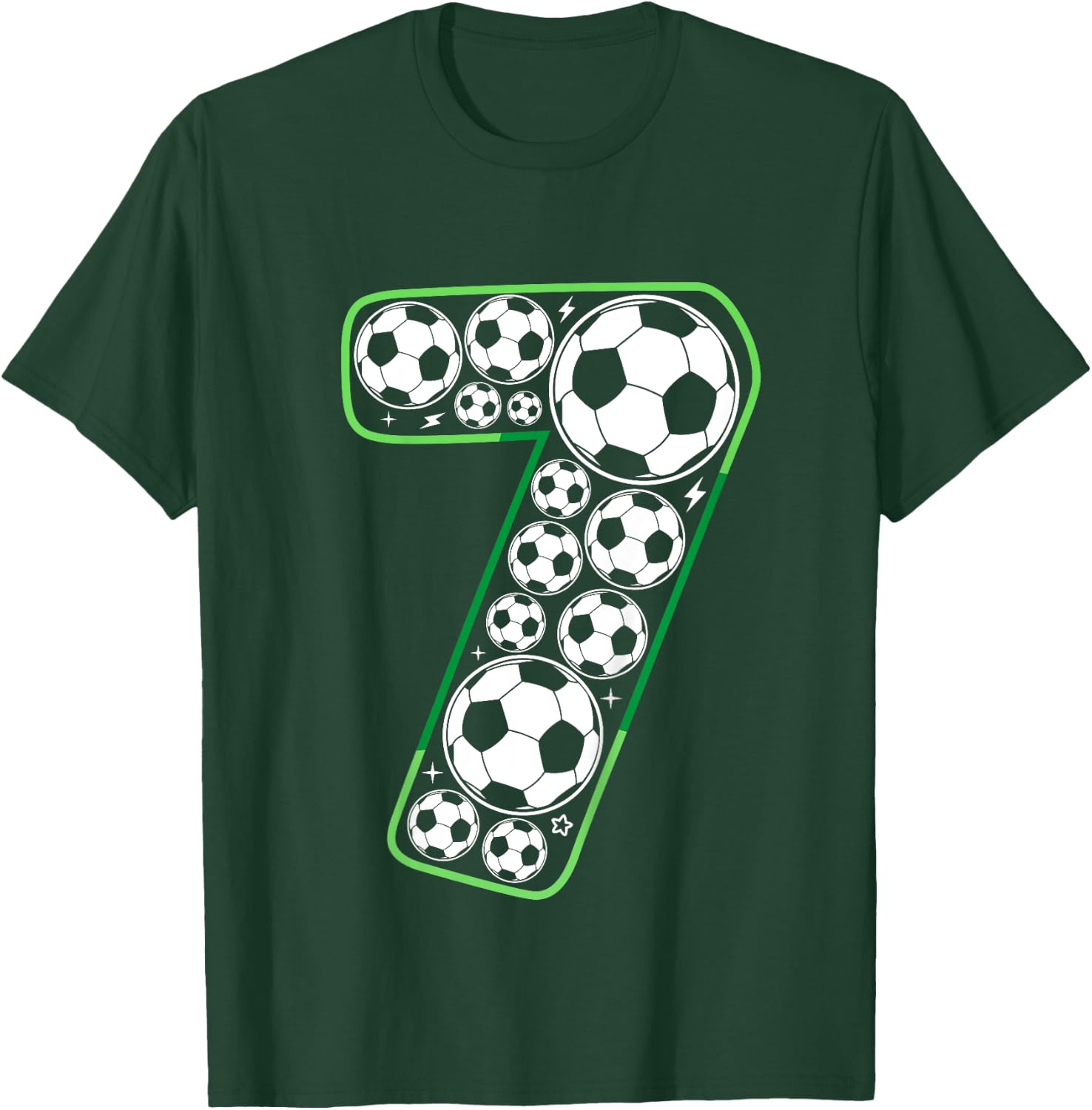 Kids Soccer 7th Birthday Seven 7 Year Old Boy Present 7 Yr Old T-Shirt - T-Shirt | Forest