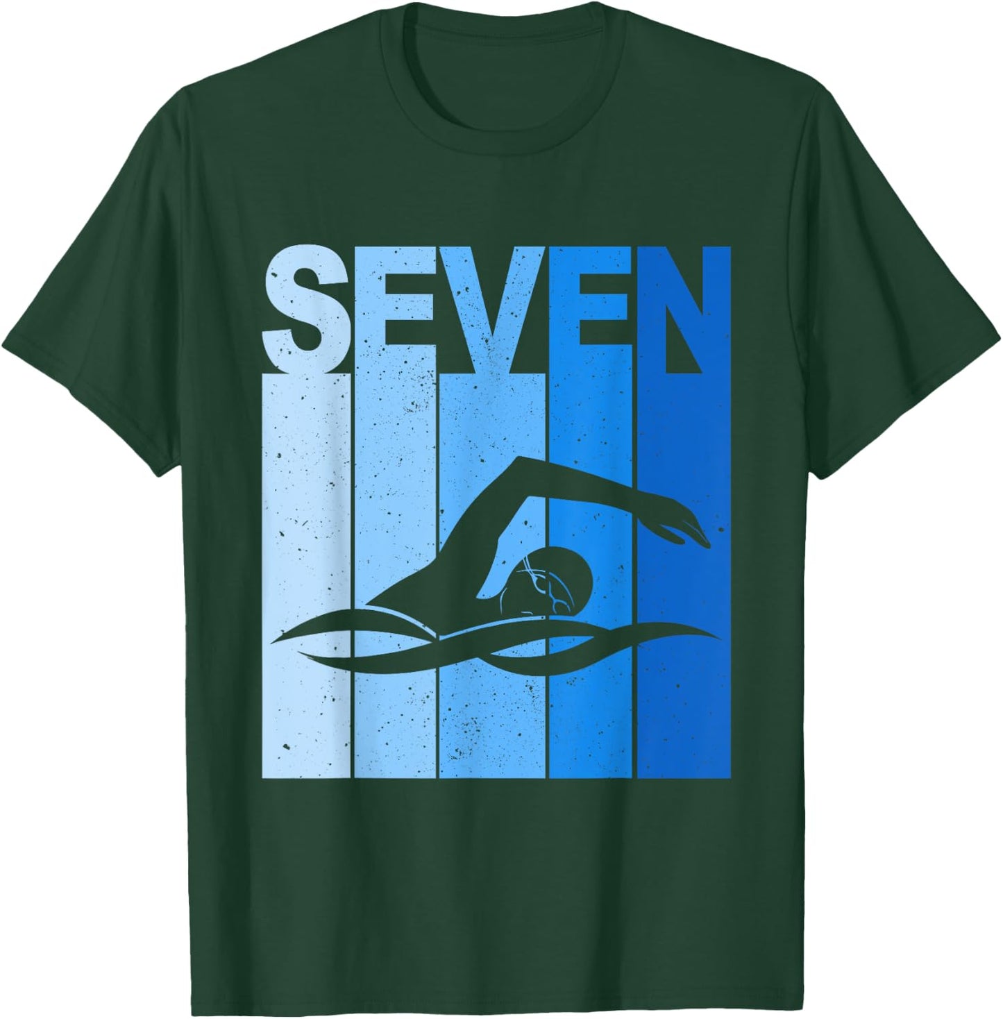 7th Birthday Swimming 7 Year Old Birthday Swimmer T-Shirt - T-Shirt | Forest