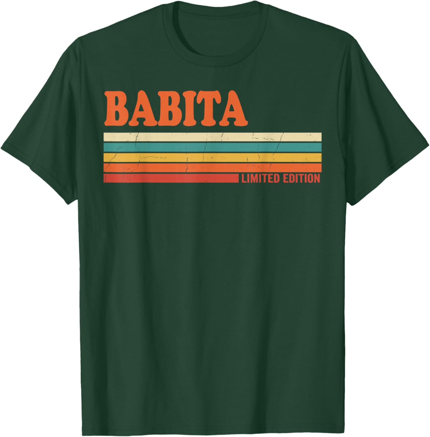 Babita Retro Personalized First Name Vintage Stripes T-Shirt - T-Shirt | Forest