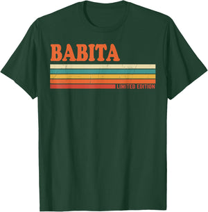 Babita Retro Personalized First Name Vintage Stripes T-Shirt - T-Shirt | Forest