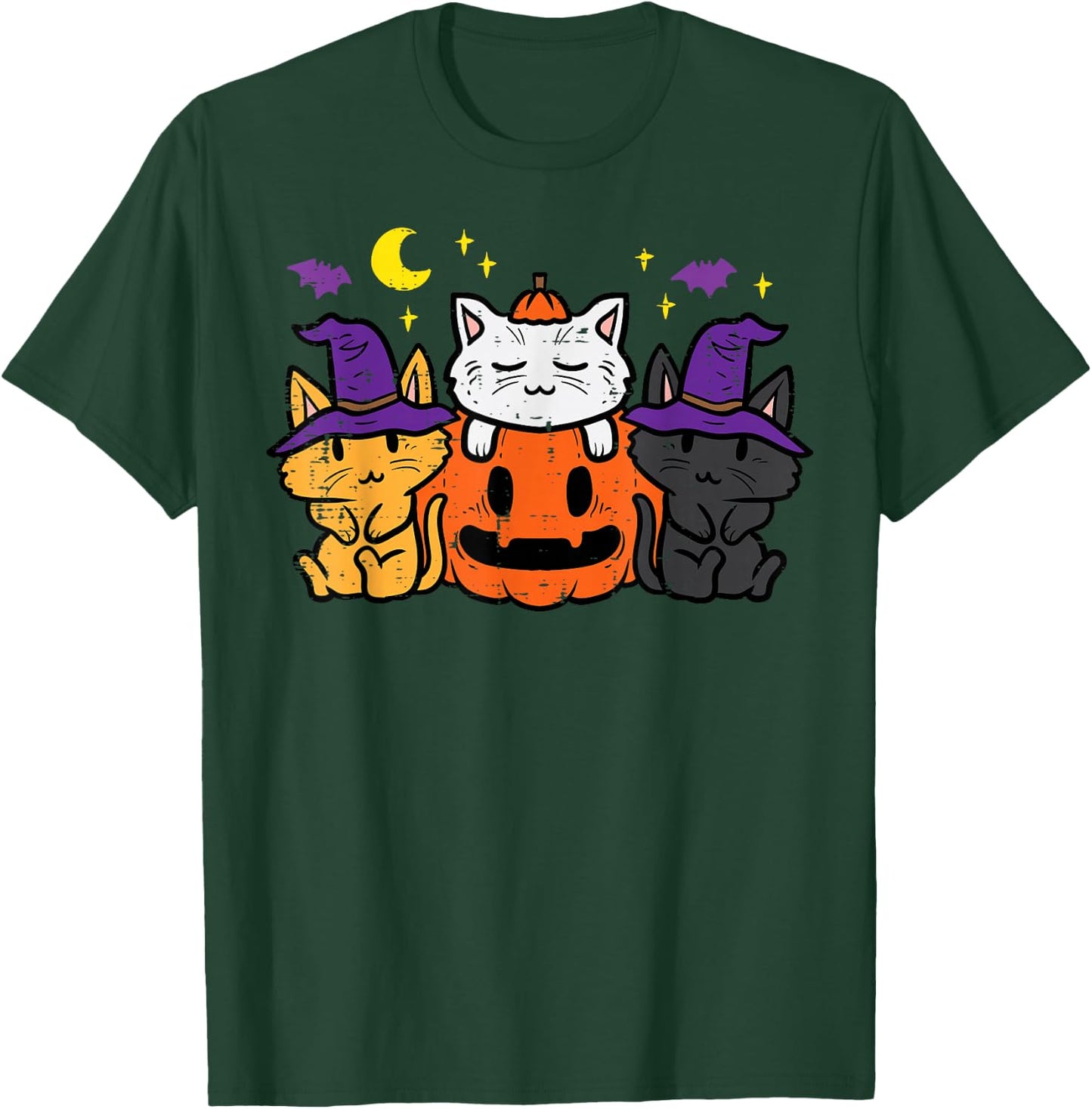 Halloween Cats Pumpkin Kitten Costume Girls Kids Youth Women T-Shirt - T-Shirt | Forest