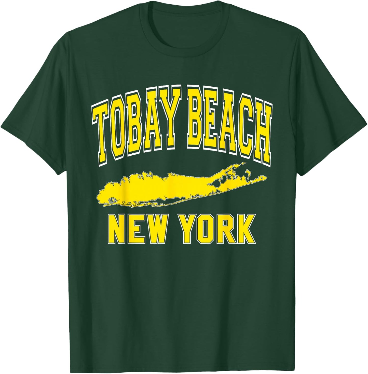 Tobay Beach New York Text Long Island Yellow Print T-Shirt - T-Shirt | Forest