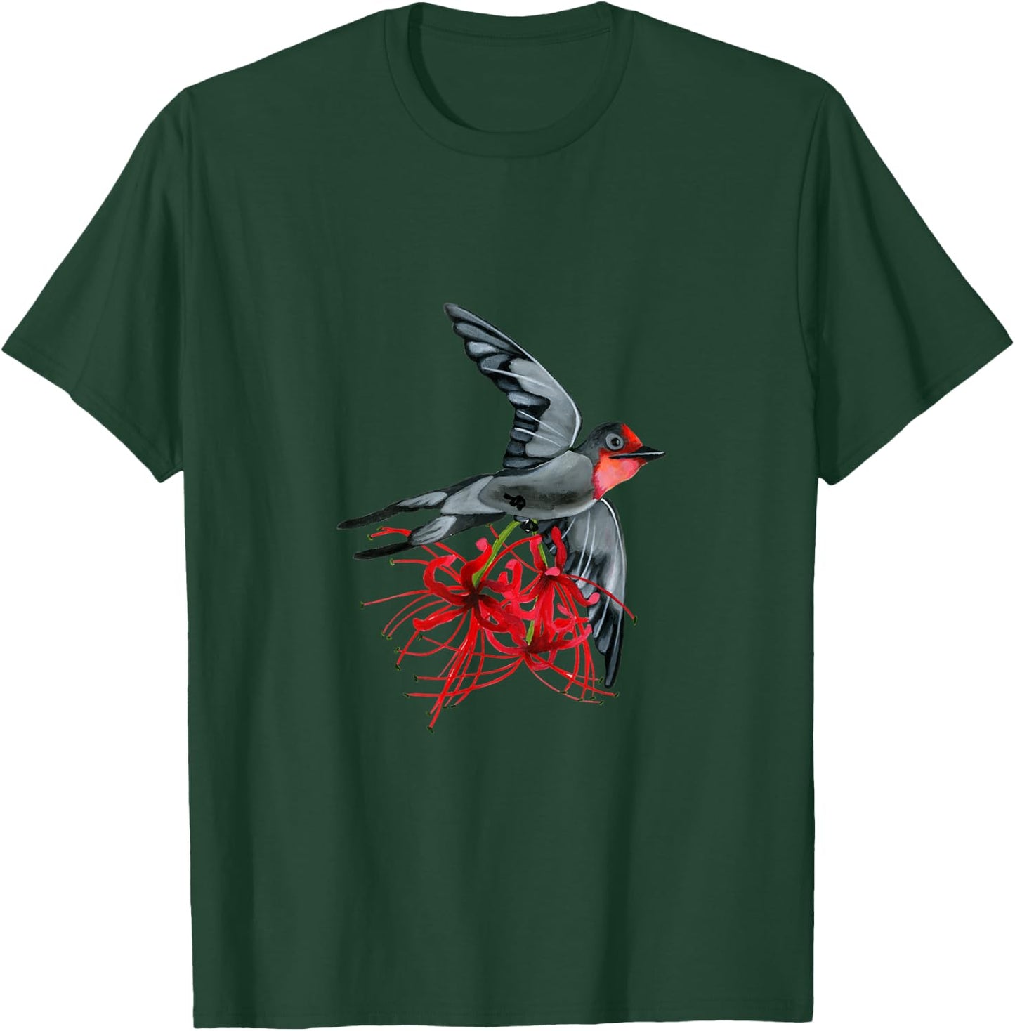 Swallowtail in flight with red spider lilies bird wings air T-Shirt - T-Shirt | Forest