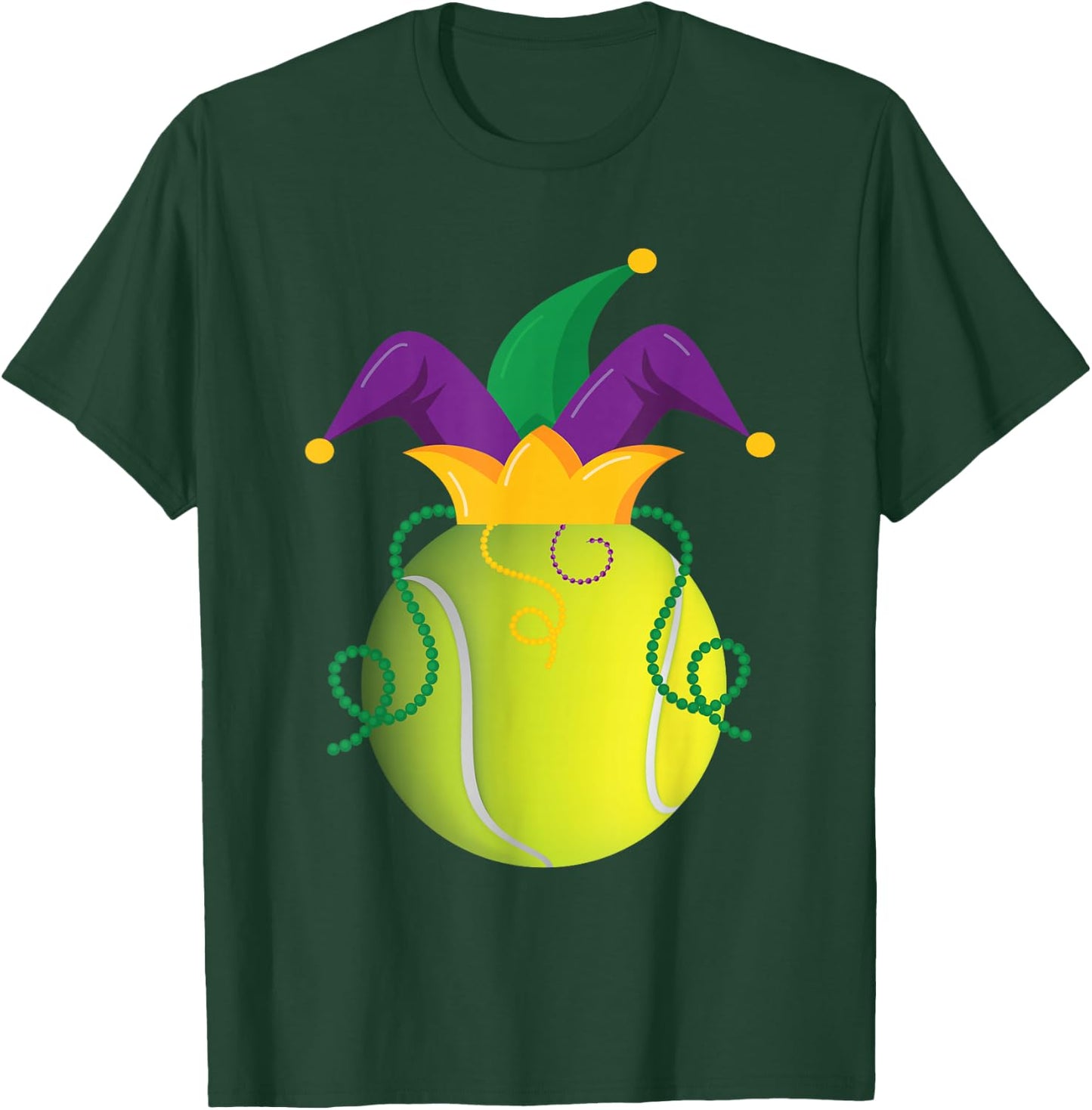Mardi Gras Tennis Ball Jester Hat Funny Tennis Lovers T-Shirt - T-Shirt | Forest