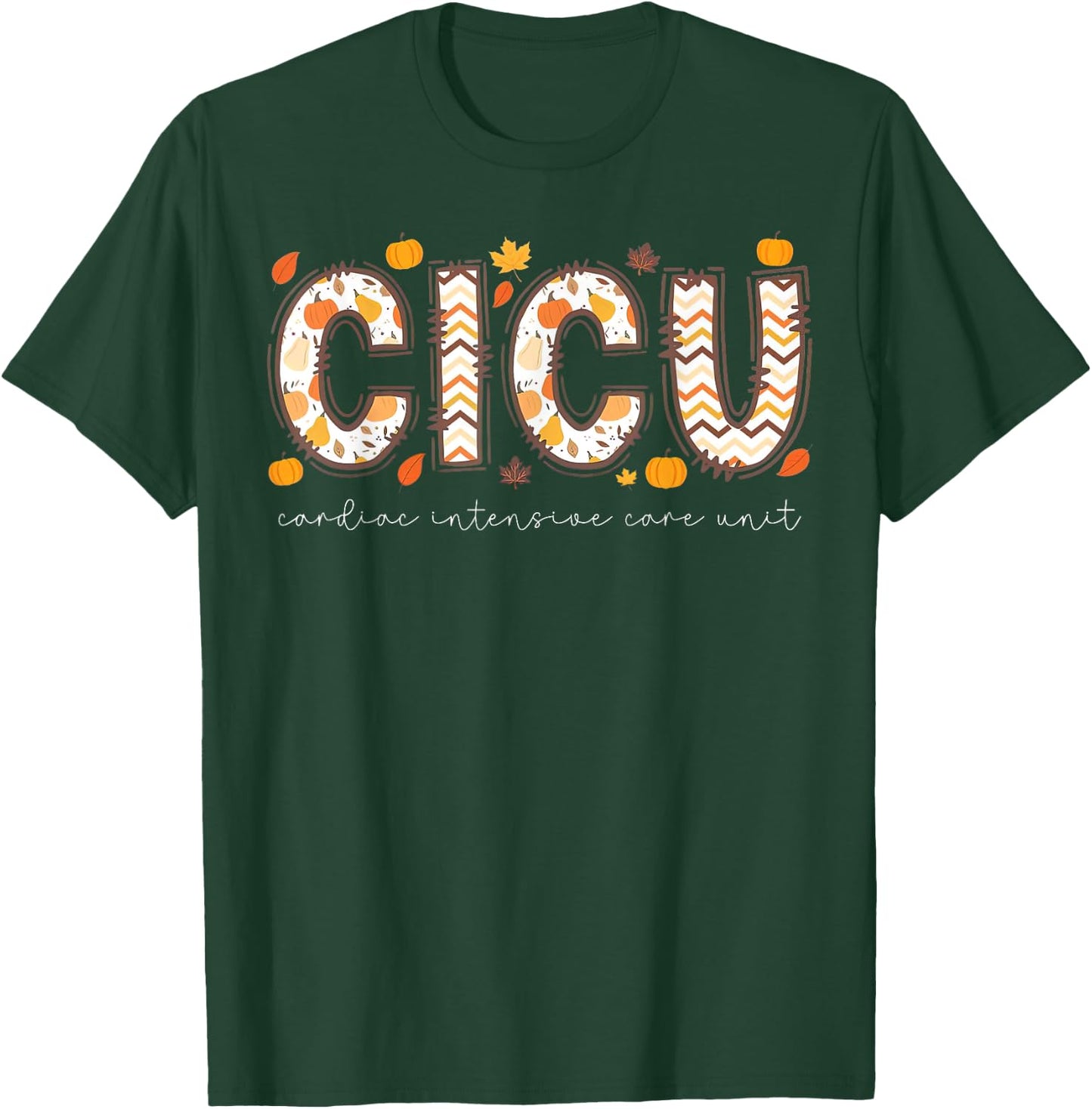 Retro CICU Nurse Autumn Fall ICU Pumpkin Nursing T-Shirt - T-Shirt | Forest