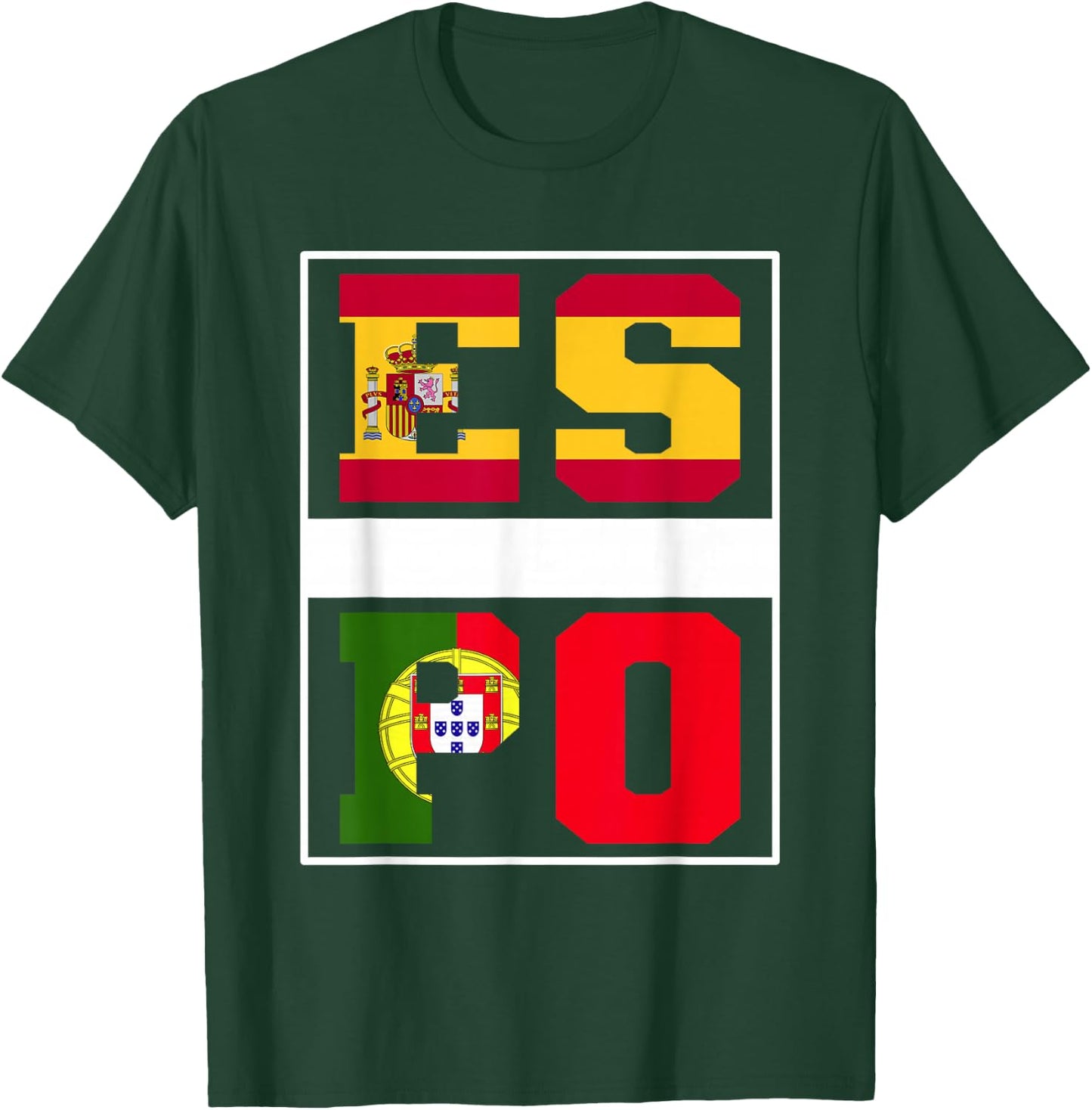 Half Portuguese half Spanish Mixed Heritage Portugal Spain T-Shirt - T-Shirt | Forest