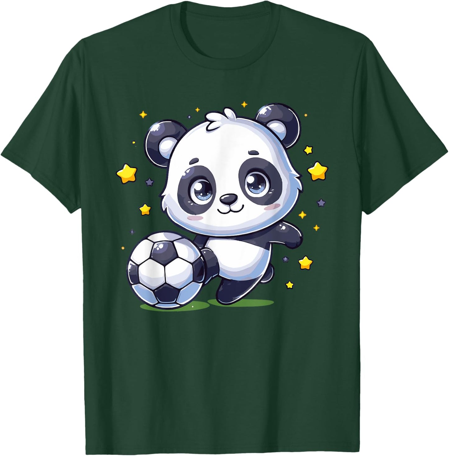 Soccer Player Panda Kicking Soccer Ball Cute Girls Graphic T-Shirt - T-Shirt | Forest