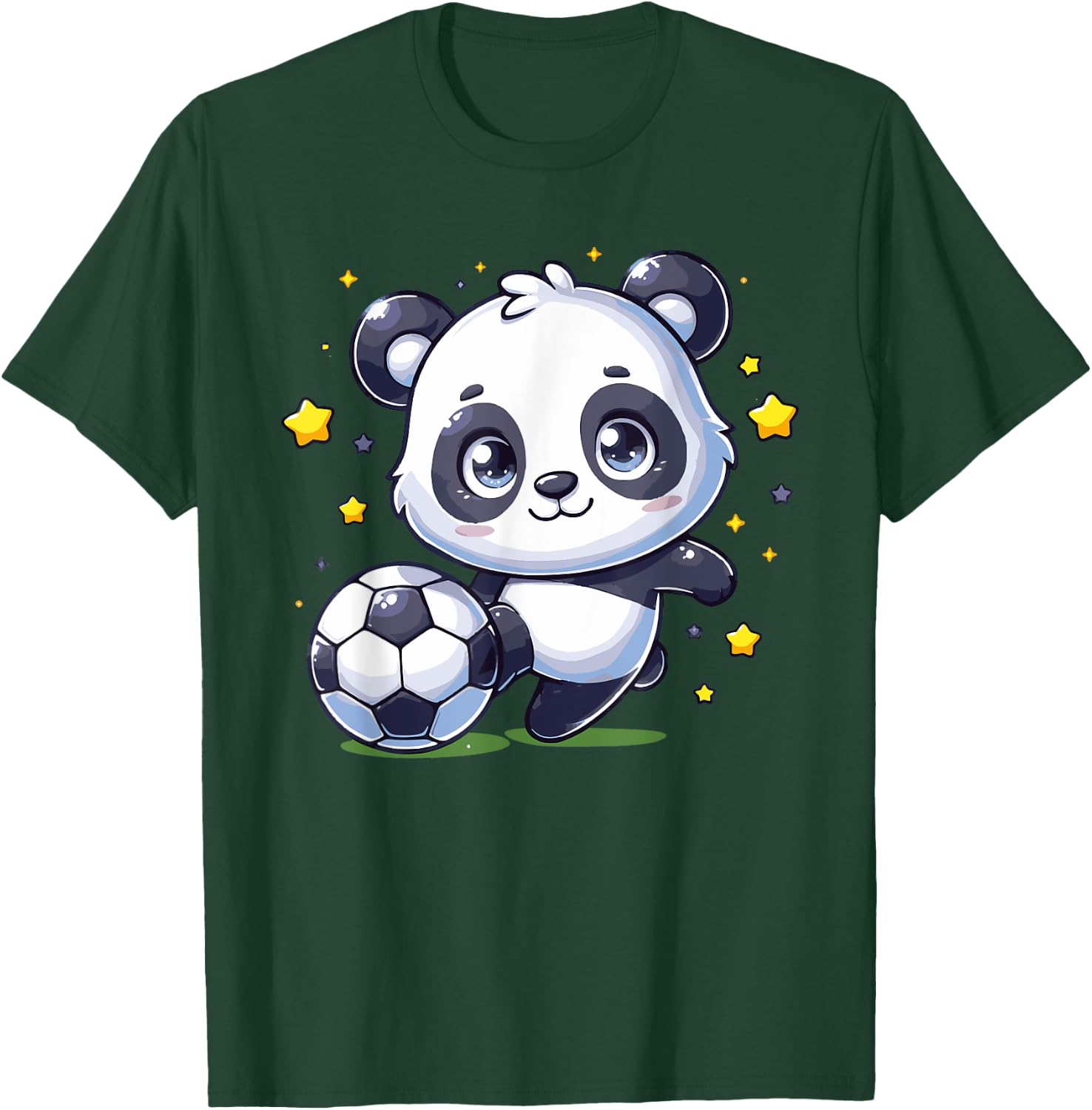 Soccer Player Panda Kicking Soccer Ball Cute Girls Graphic T-Shirt - T-Shirt | Forest
