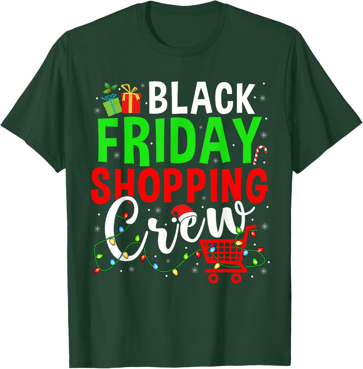 Friday Shopping Crew Christmas Lights Black Shopping Family T-Shirt - T-Shirt | Forest