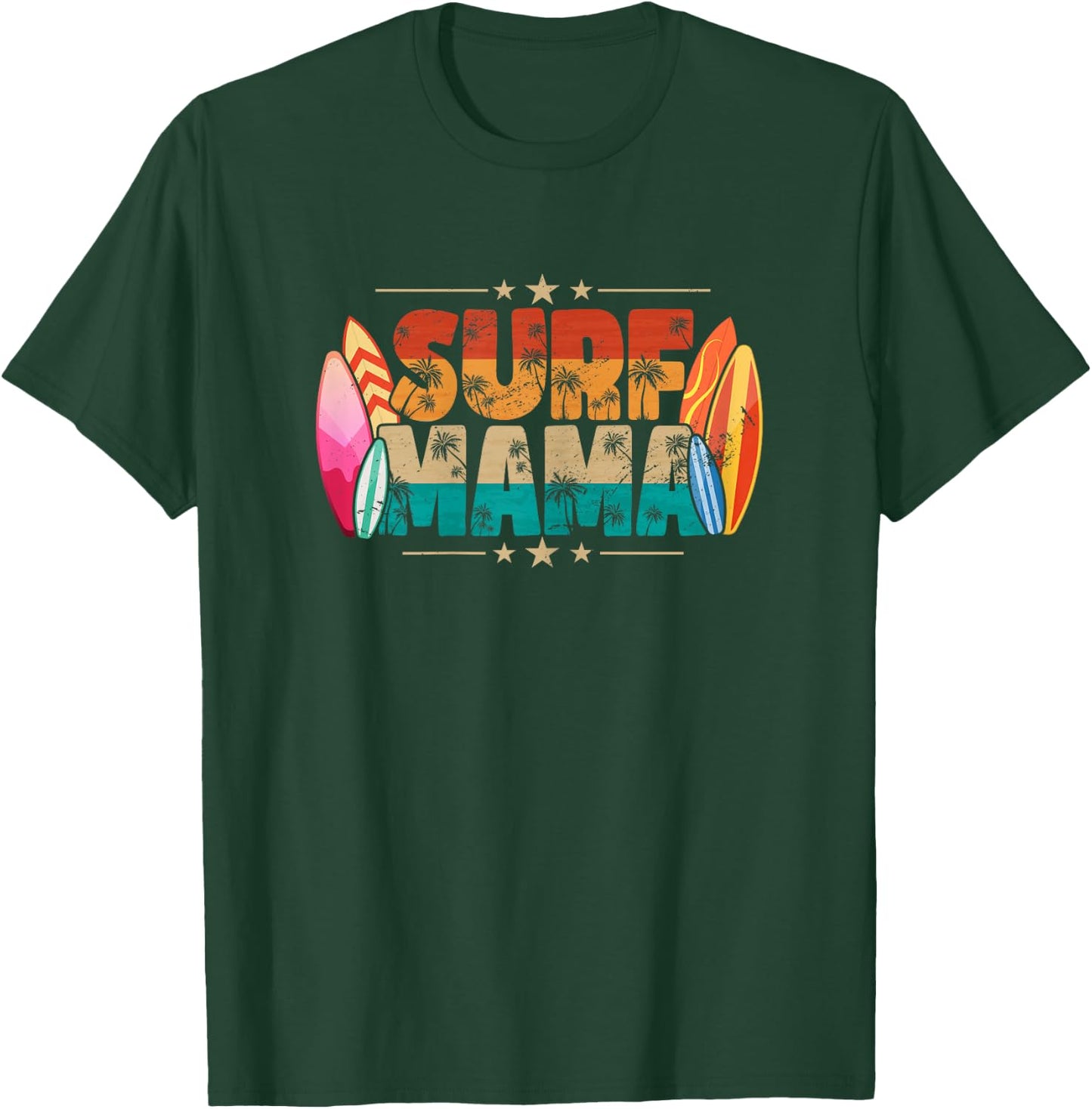 Surf Mama Surfer Mommy Mom Summer Beach Vibes Surfing T-Shirt - T-Shirt | Forest