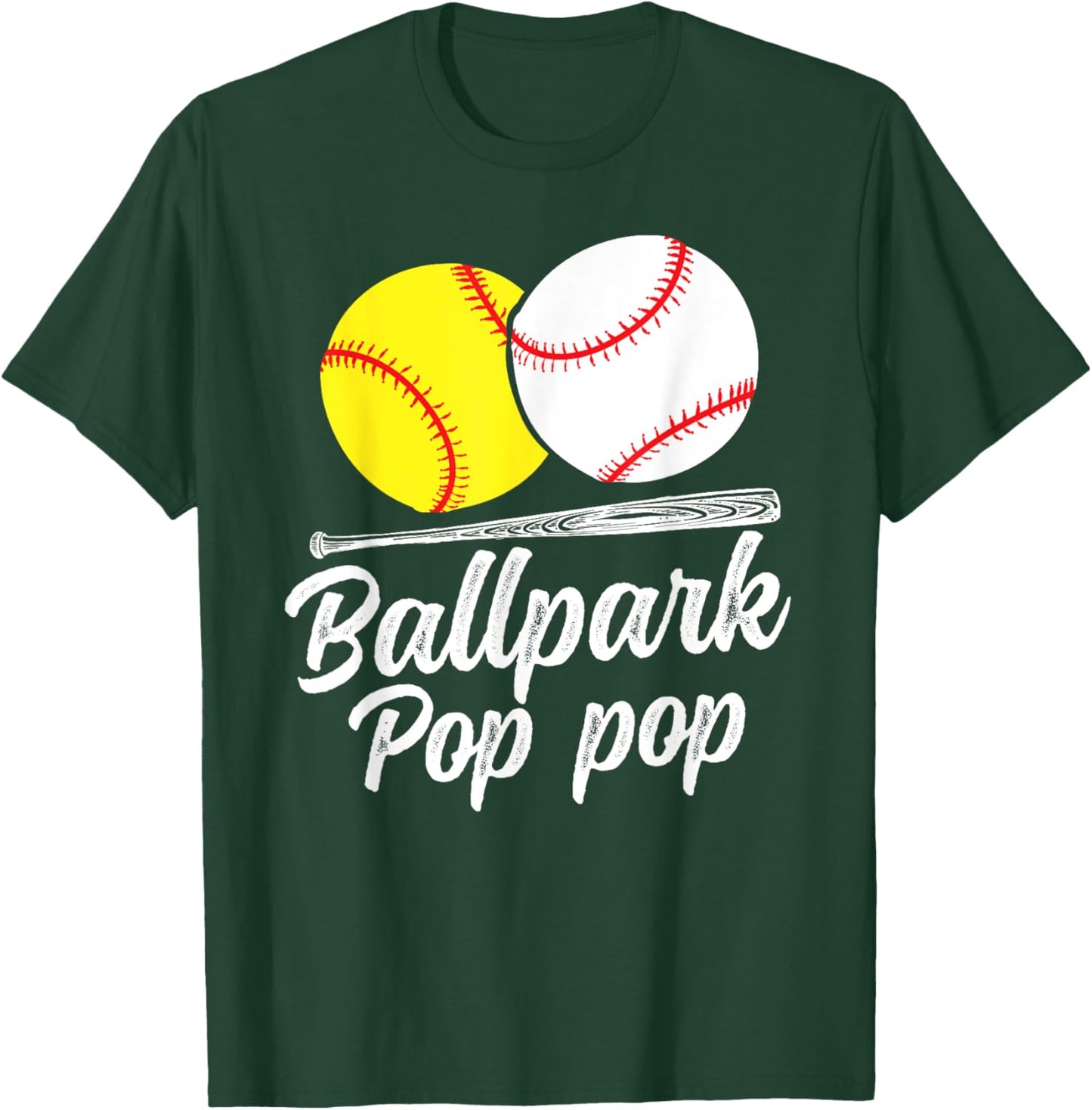 Ballpark Pop Pop Softball Baseball Pop Pop Grandpa T-Shirt - T-Shirt | Forest