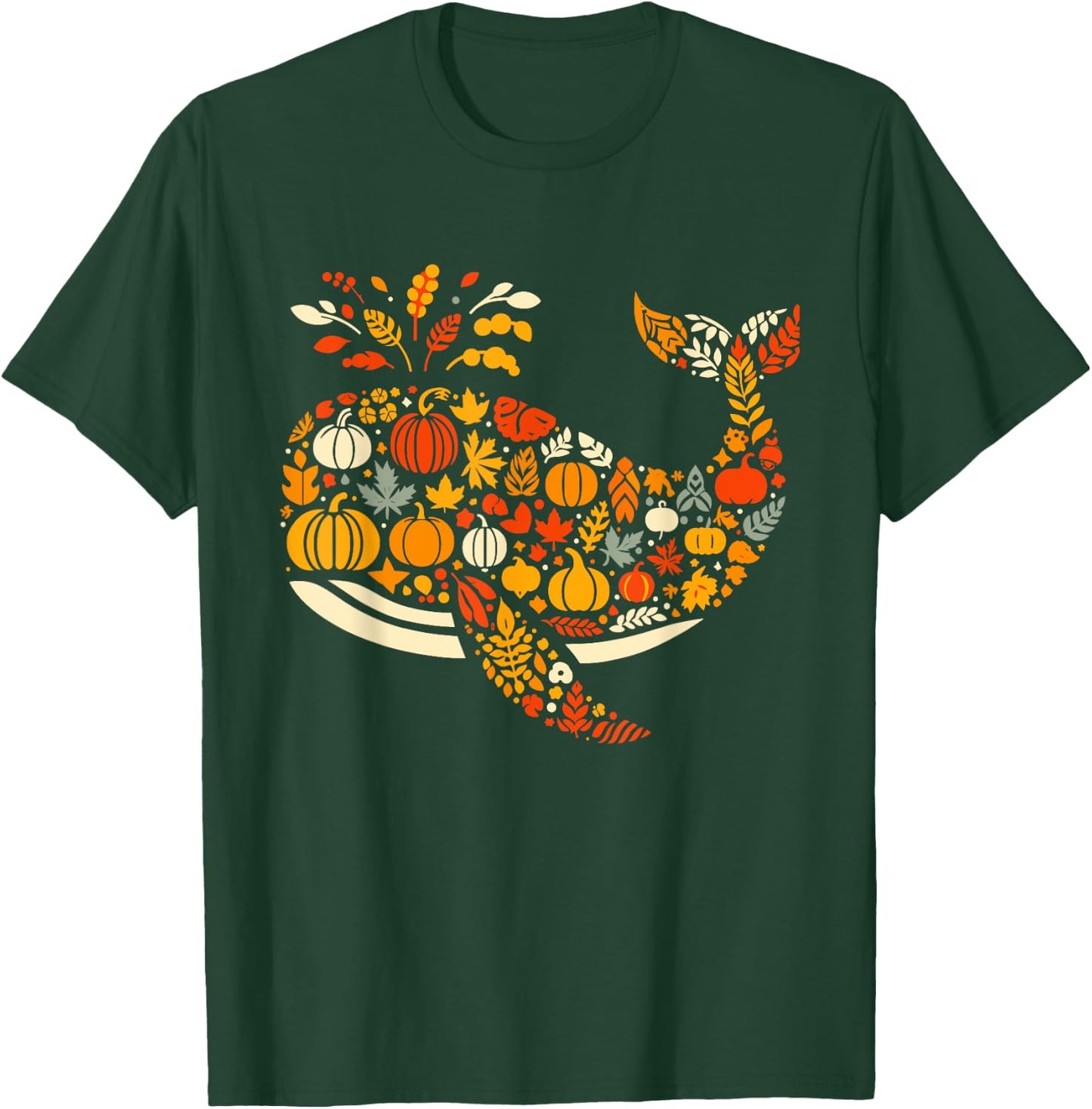 Autumn Pumpkin Fall Whale Thanksgiving Kids T-Shirt - T-Shirt | Forest