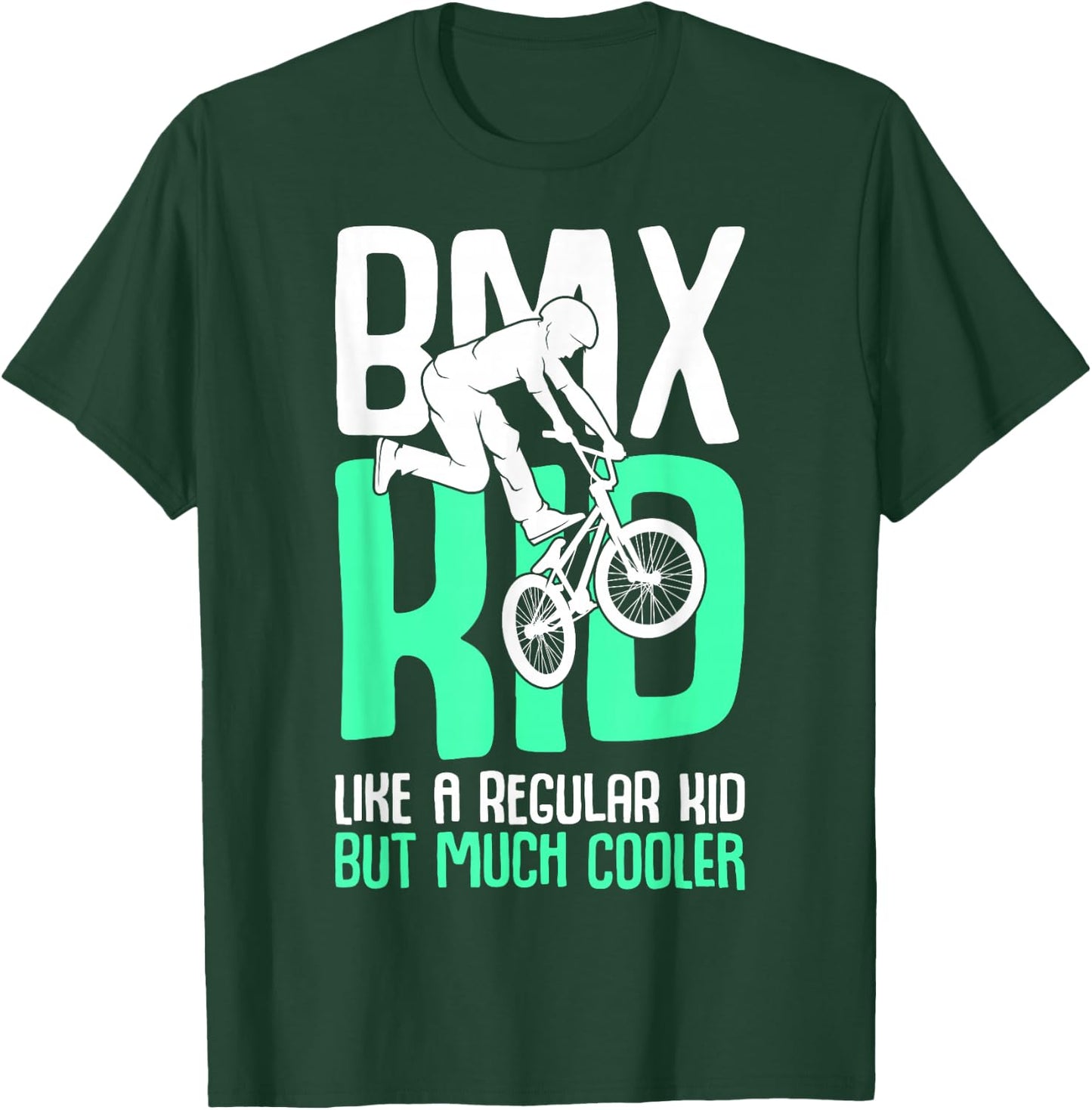 BMX Kid Rider Bike Bicycle Stunt Racing Kids Boys T-Shirt - T-Shirt | Forest