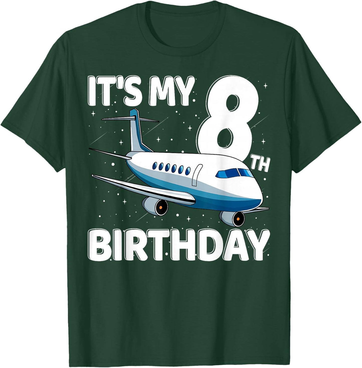 It's My 8th Birthday Airplane 8 year old Birthday Boy Girl T-Shirt - T-Shirt | Forest
