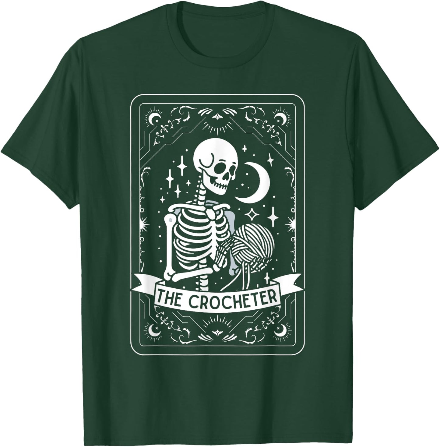 Skeleton The Crocheter Tarot Card Knitter Crochet Lover T-Shirt - T-Shirt | Forest