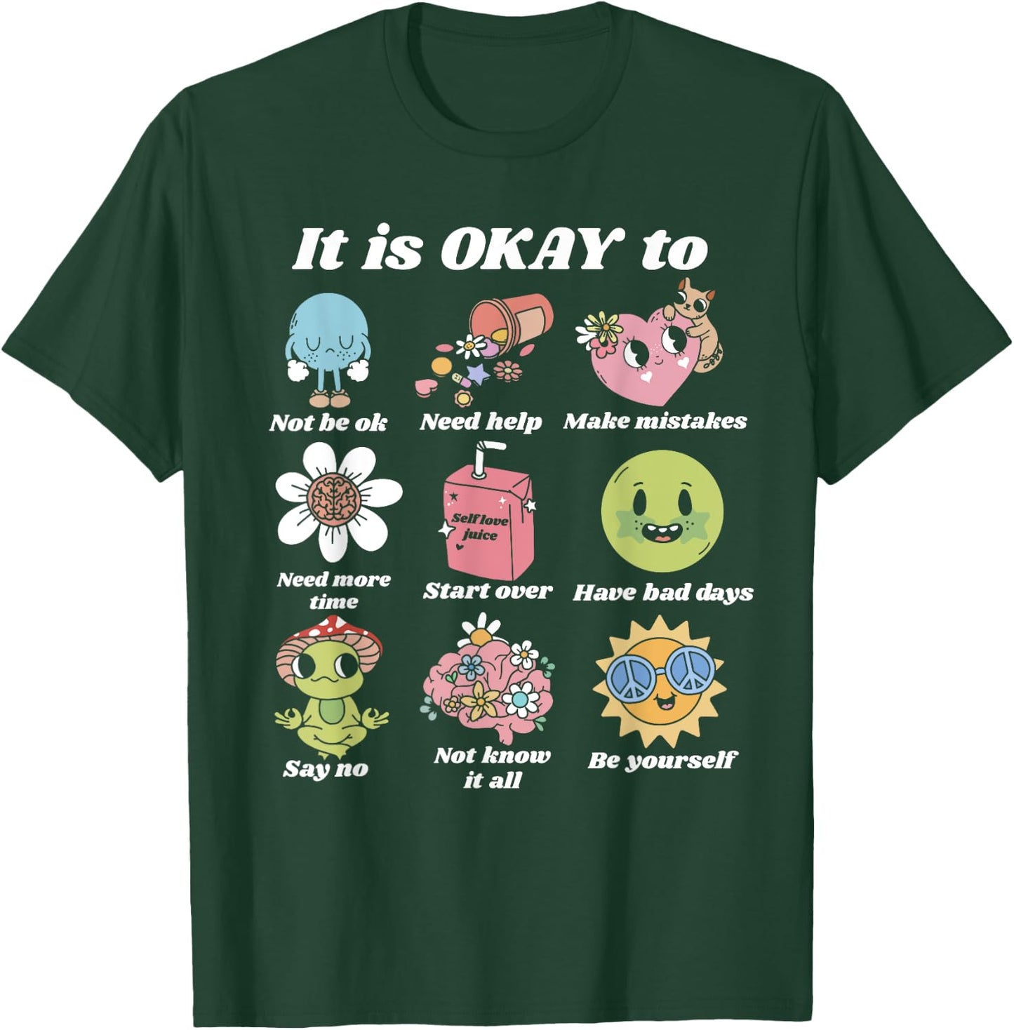 Mental Health Matters Groovy Smile Mental Health Awareness T-Shirt - T-Shirt | Forest