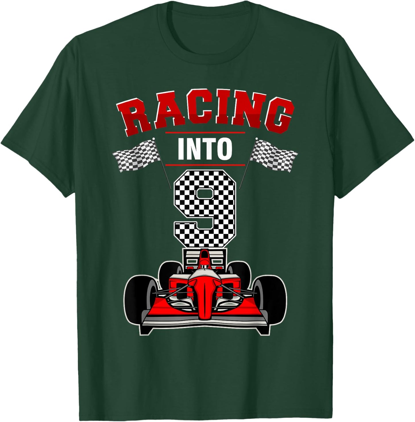 Racing Into 9 Race Car 9th Bday Party 9 Years Old T-Shirt - T-Shirt | Forest