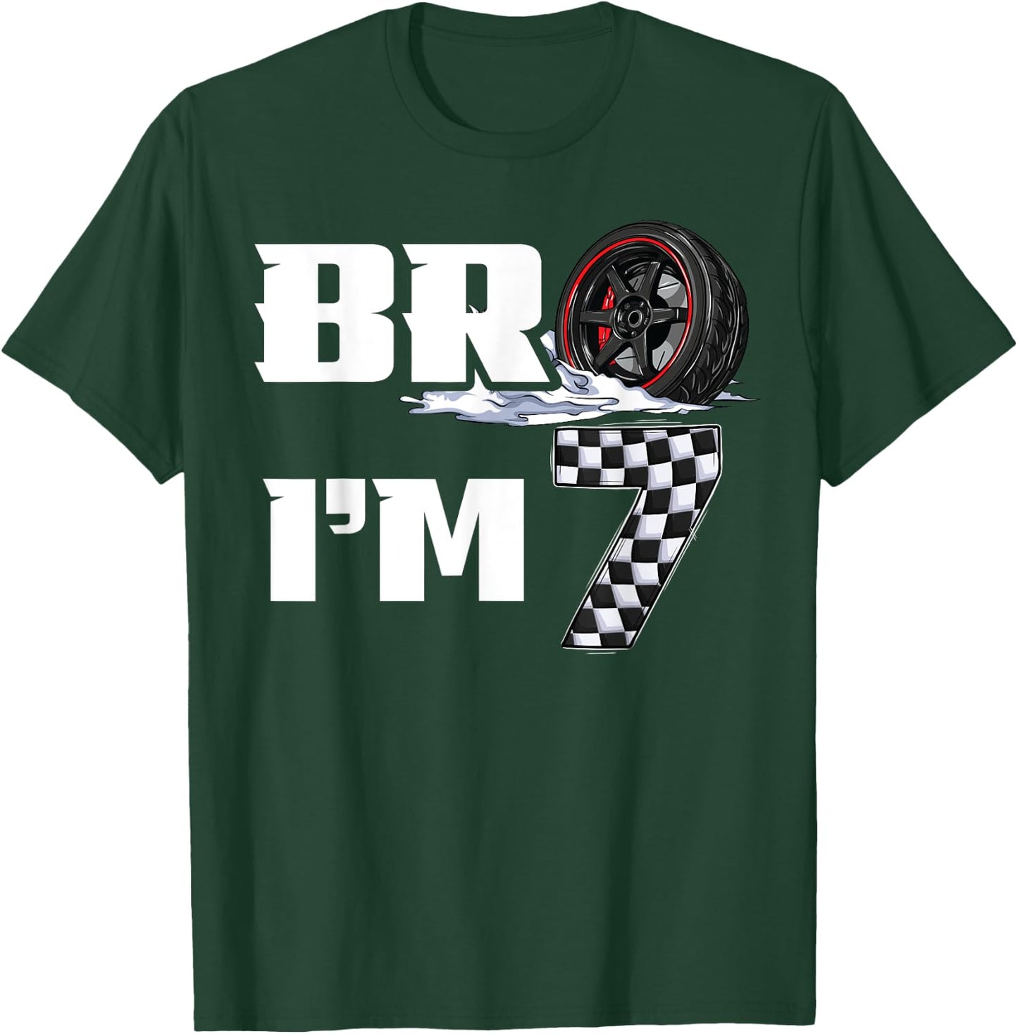 7th Birthday Boy pit crew Bro I’m 7 Year Old race car racing T-Shirt - T-Shirt | Forest