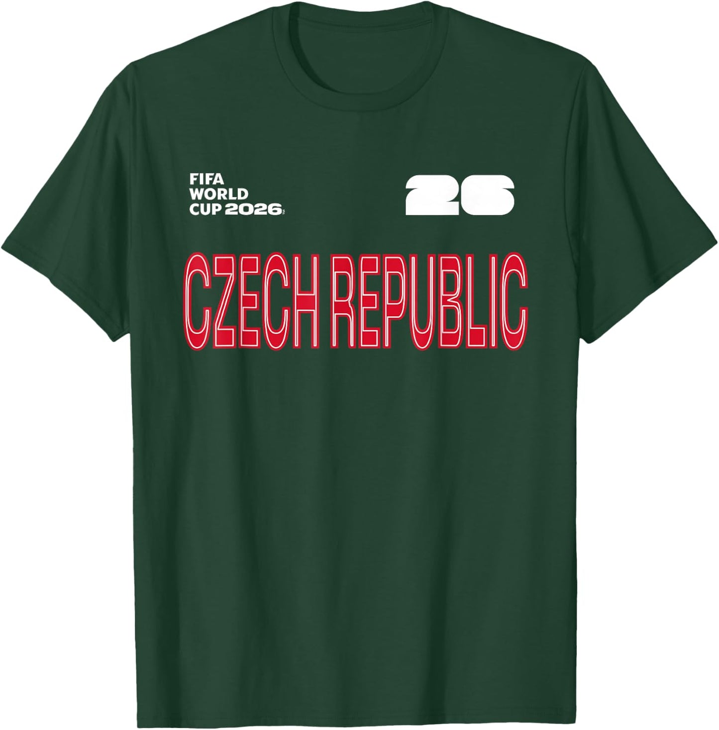 FIFA World CUP26 Czech Republic Outline Graphic T-Shirt - T-Shirt | Forest