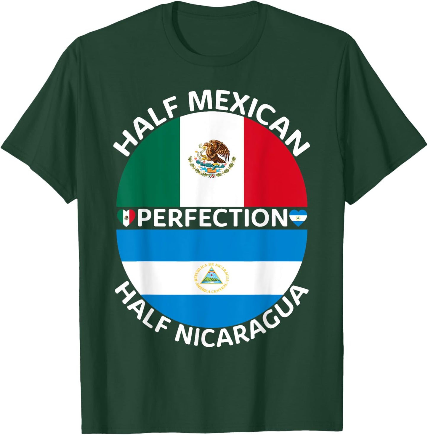 Half Mexican Half Nicaraguan Mexico Nicaragua Flag Roots Men T-Shirt - T-Shirt | Forest