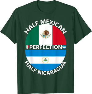 Half Mexican Half Nicaraguan Mexico Nicaragua Flag Roots Men T-Shirt - T-Shirt | Forest