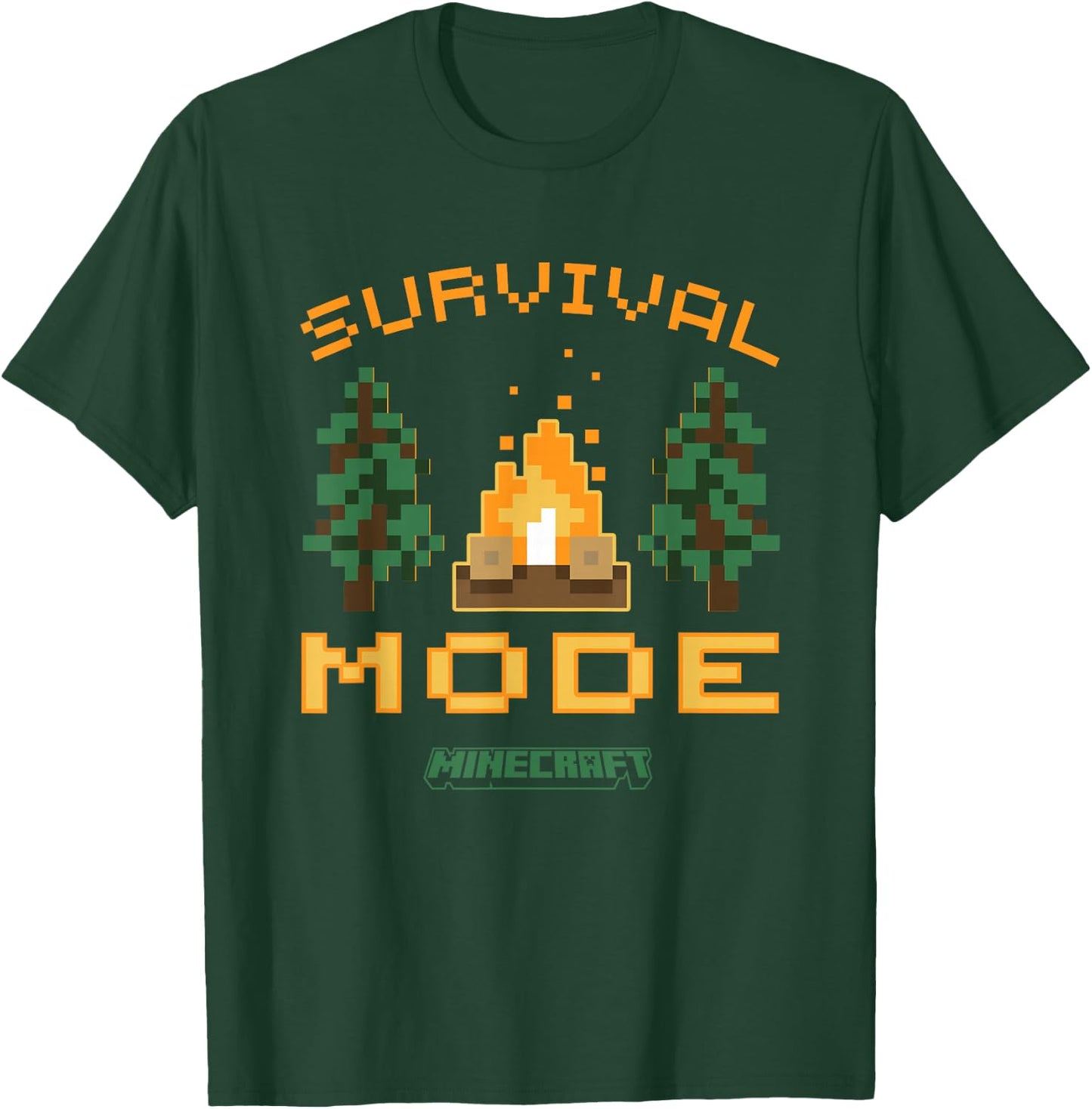 Minecraft Survival Mode Campfire in The Woods T-Shirt - T-Shirt | Forest