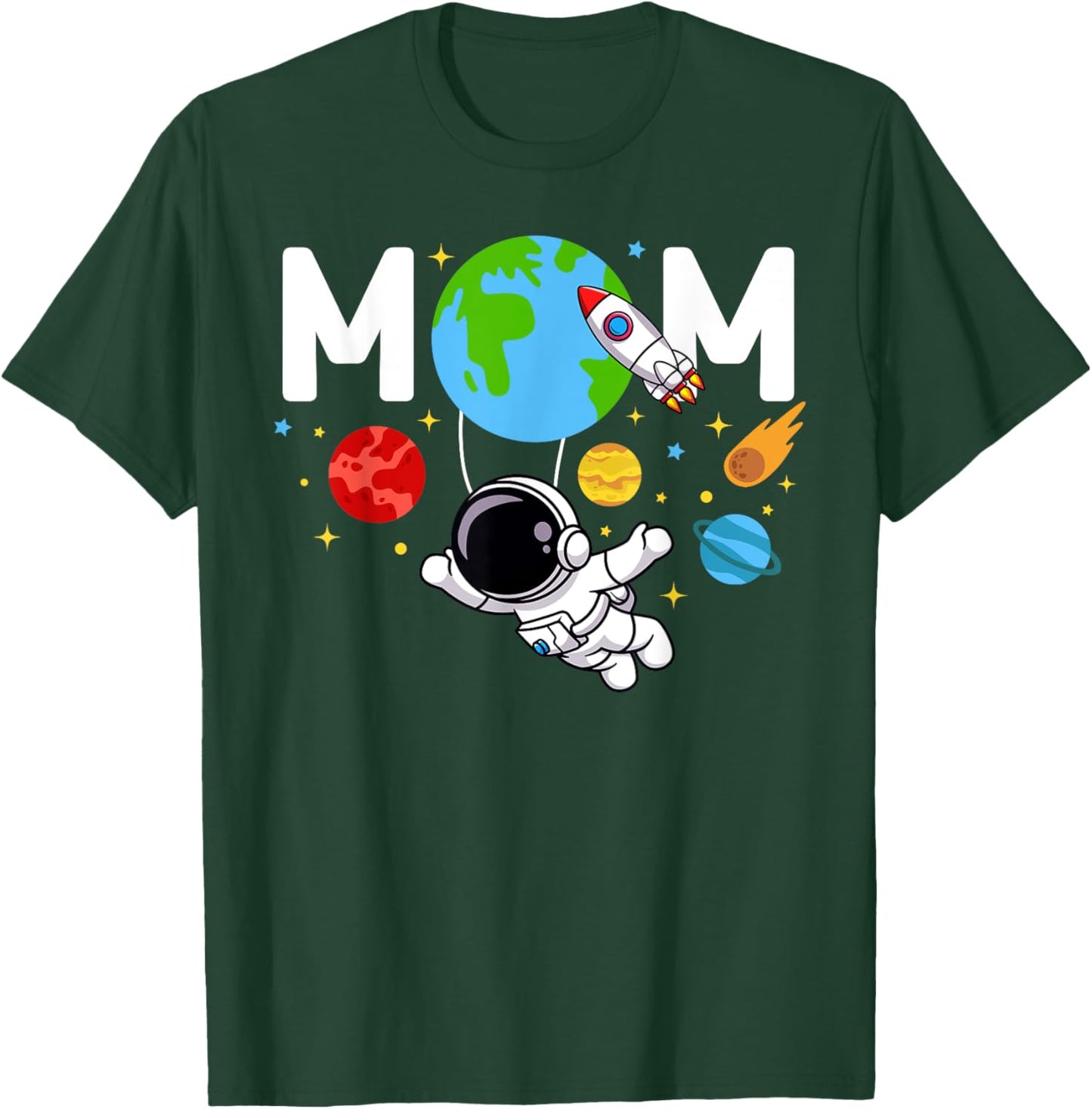 Mom Mommy Mother Space Astronaut Birthday Family Matching T-Shirt - T-Shirt | Forest