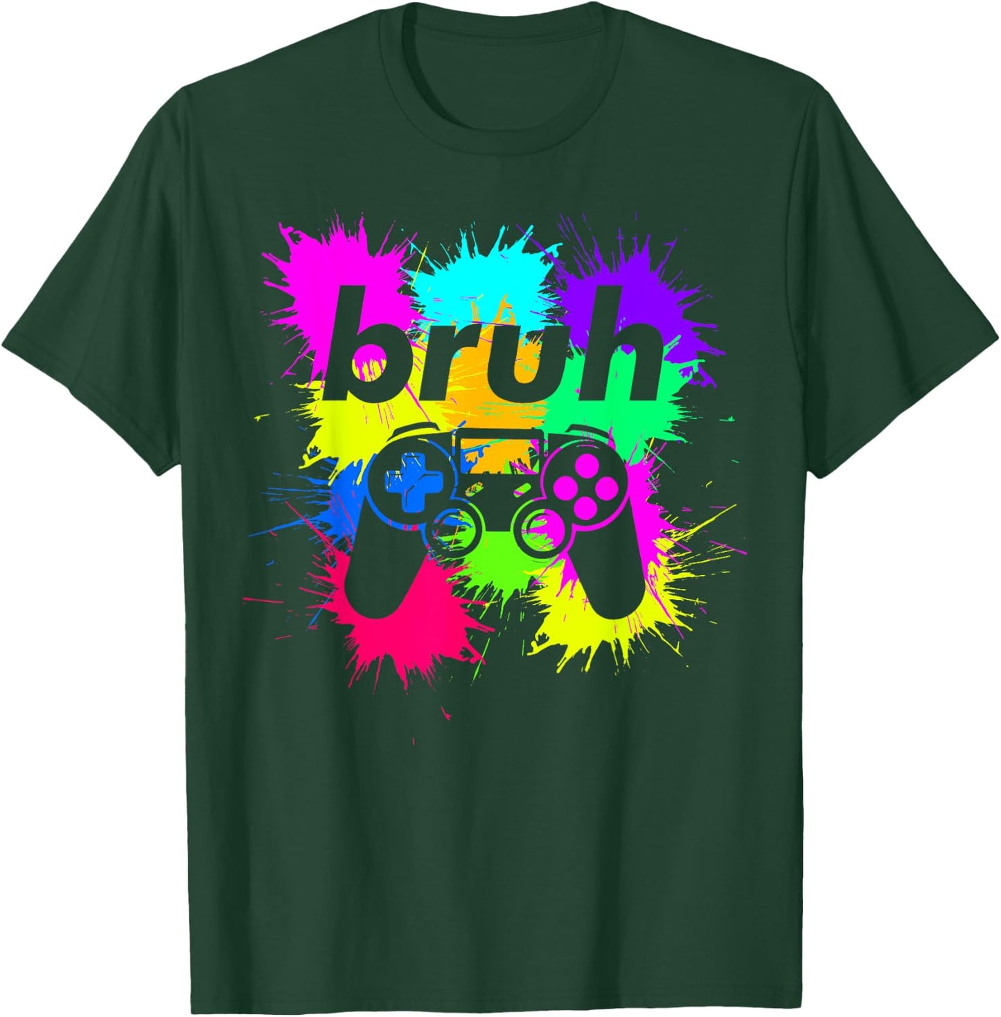 Bruh Meme Video Game Controller Cool Gamer Boy Teen Boys Men T-Shirt - T-Shirt | Forest