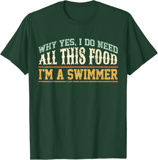 Swimming Funny Swimmer Eating Swim T-Shirt - T-Shirt | Forest