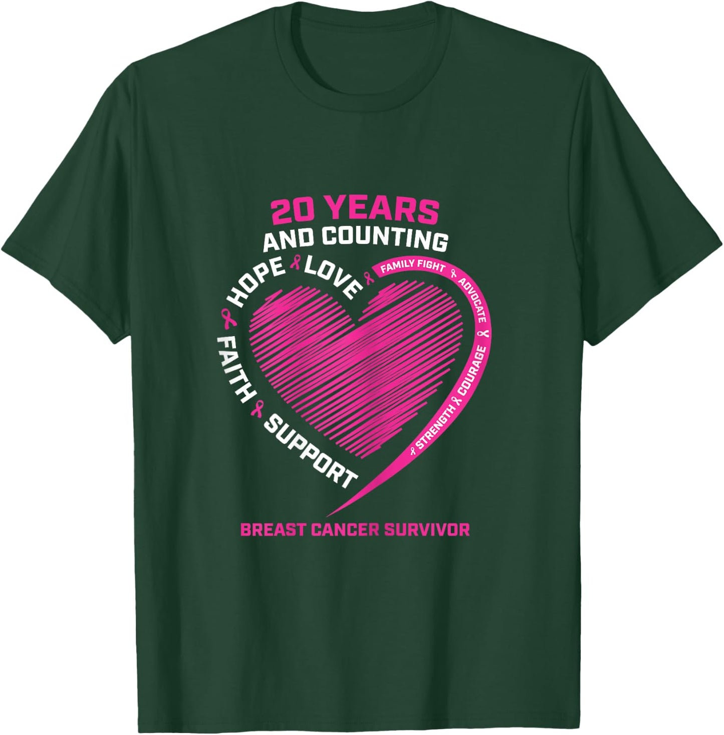 20 Years Cancer Free Gifts Women Pink Breast Cancer Survivor T-Shirt - T-Shirt | Forest