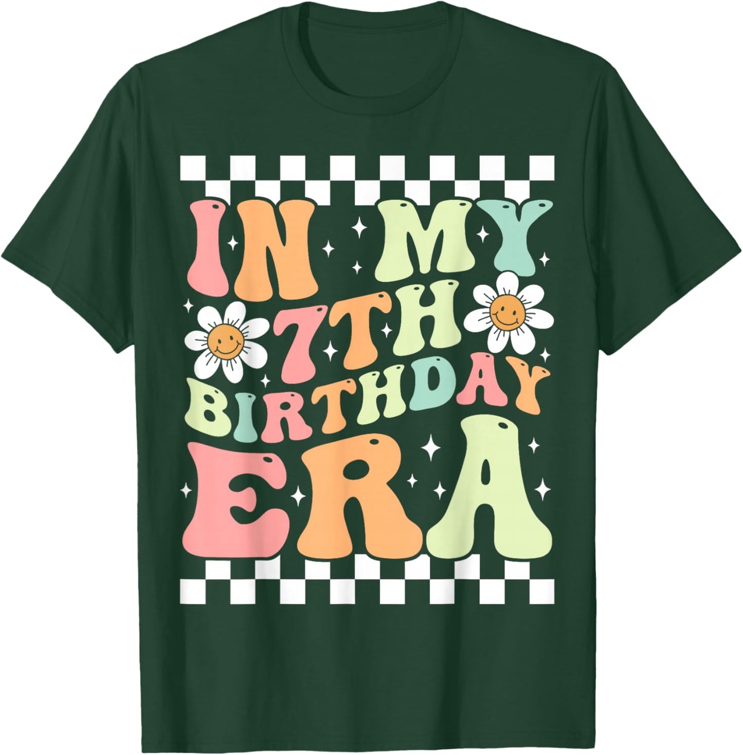 In My 7th Birthday Era Cute Daisy Groovy 7th Birthday Party T-Shirt - T-Shirt | Forest